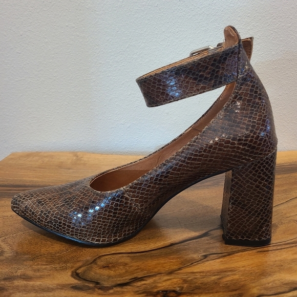 Shoe the Bear Snakeskin Ankle Strap Heels - Picture 10 of 13